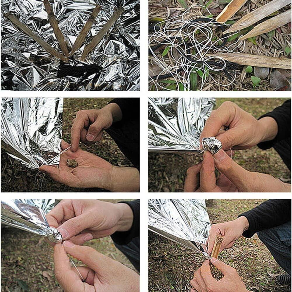 (2) 12 Pack Emergency Mylar Thermal Blankets for Outdoors, Thermal Foil Blanket - Picture 3 of 7